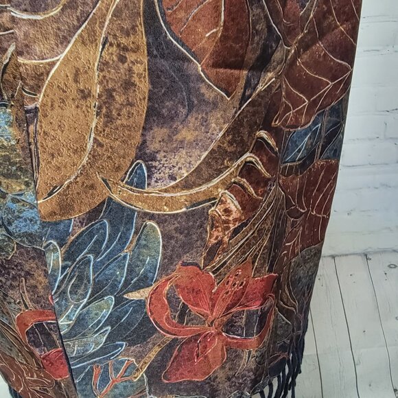 Vintage Le Studio Classic Fringed Floral Colorful Rectangle Made in USA Gorgeous - Picture 2 of 8